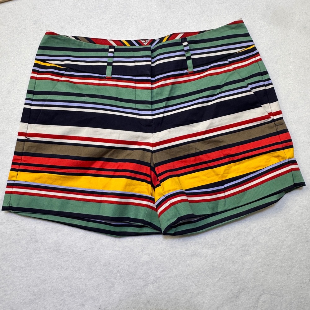 New York & Company Shorts Womens 2 Multi Color Striped Summer Preppy Rainbow